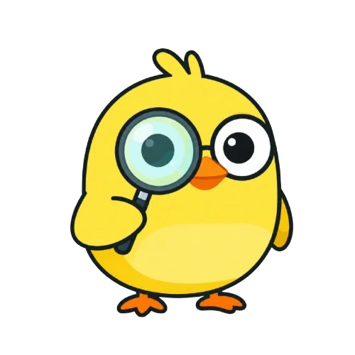 Scanary mascot holding a magnifying glass